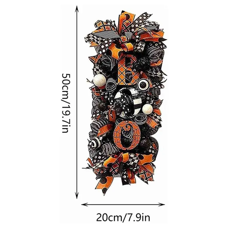 ✼Halloween Swag Wreath Fall Wreath, Halloween Swag Wreath for Front Door, Halloween Spider, Mesh and Ribbons Swag Wreath