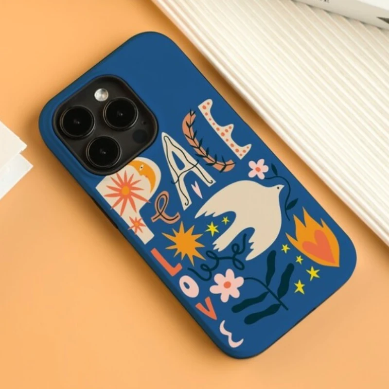 حافظة هاتف مغناطيسية لهاتف آيفون 17 16 15 14 13 12 11 16e Air PRO Plus Blue Dove of Peace Creat غطاء مقاوم للصدمات من الأكريليك الصلب