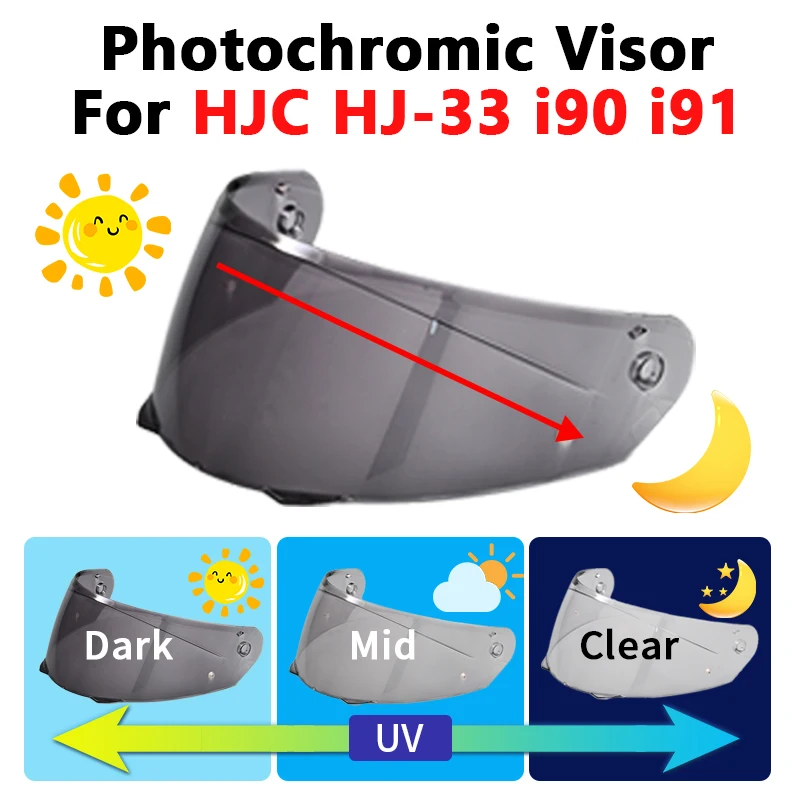 

Фотохромный визор для мотоциклетного шлема HJC HJ-33 i90 i91, линза с защитой от ультрафиолета, ветрозащитный, аксессуары для мотоциклетных шлемов, подходит для размеров M-XXL