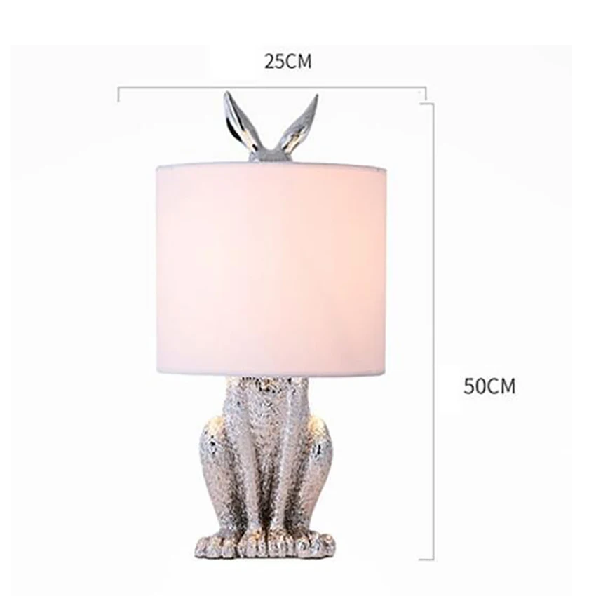 SANDYHA LED Masked Rabbit Resin Table Lamps Retro Stand Desk Night Lights for Bedroom Home Decor Bunny Poldina Bedside Lamp E27