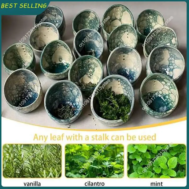 N09R-Multi-Function Pottery Herb Stripper And Peeling Bowl, Perfect For Kitchen Herb Preparations