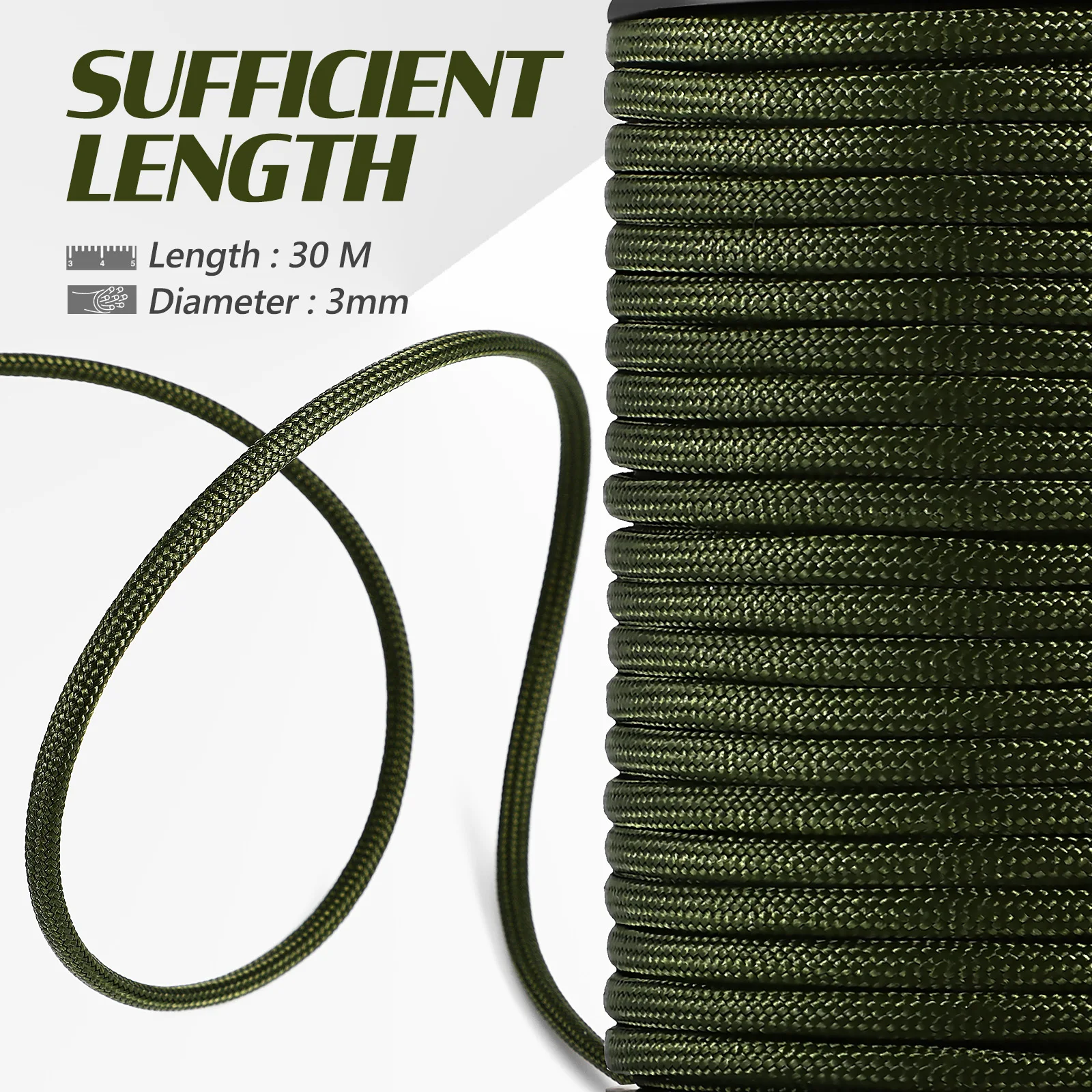 

2pcs 30m Army Green Outdoor Tent Canopy Ropes Camping Hiking Cords Durable Strong Portable Multi purpose