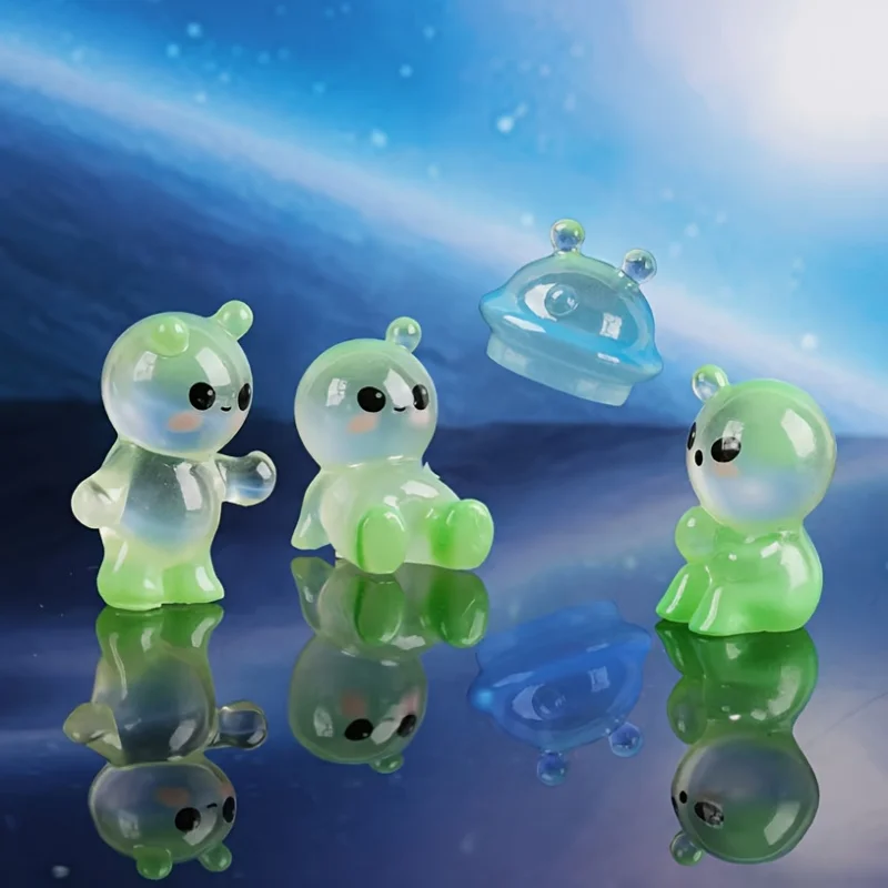

Luminous Glow-in-the-Dark Resin Dashboard Ornaments - Set of 8 Miniatures - Desk and Garden Decor for DIY Terrariums and Fairy G
