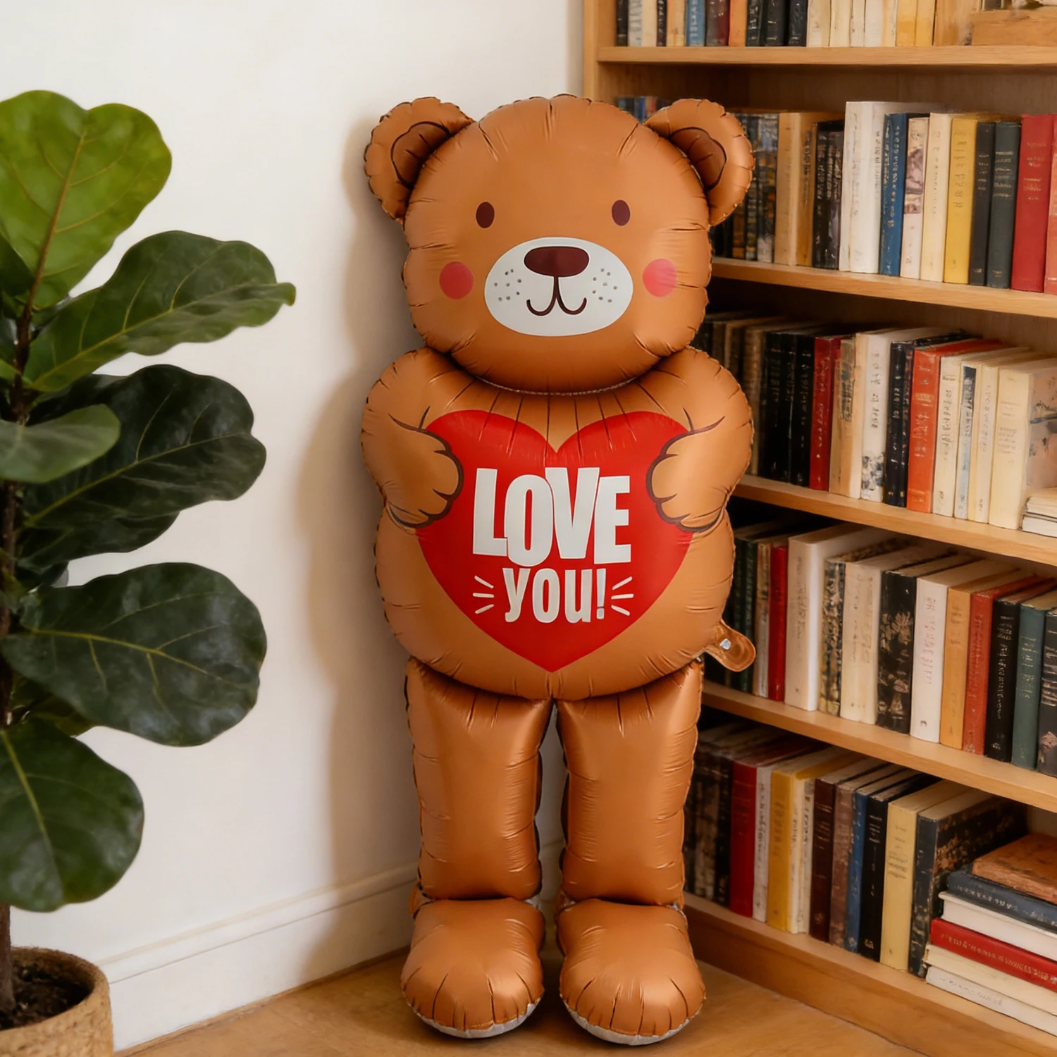 1pc 'I Love You' Standing Heart-Shaped Brown Bear Balloon. Suitable for Valentine's Day, Birthdays, Party Decorations - view 4