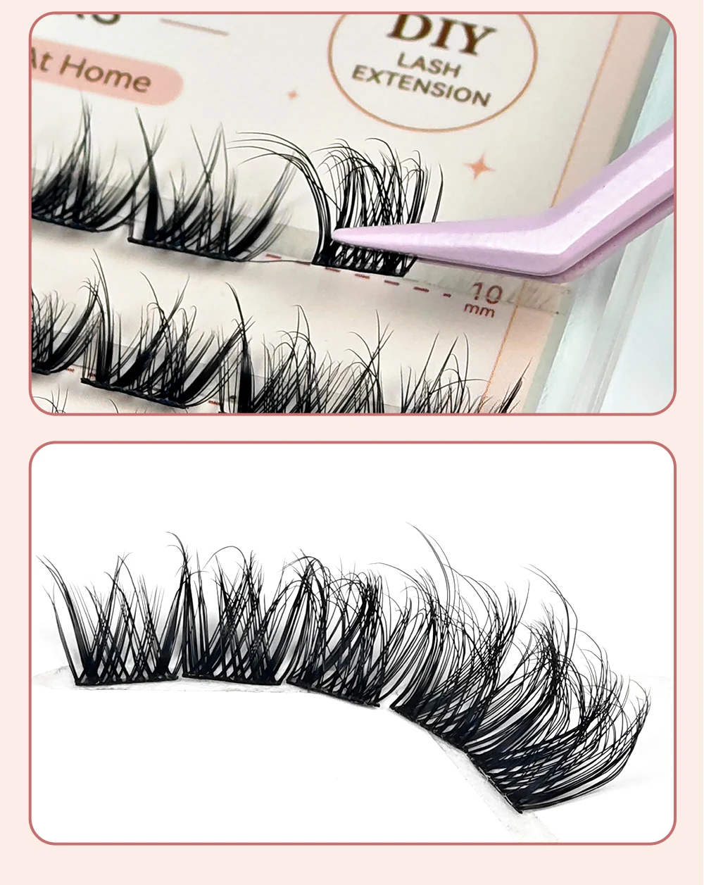 Yelix DIY Cluster Lashes Wispy Soft Selbstklebende Falsche Wimpernverlängerungen Großhandel für Schönheitssalons und Distributoren – Detail 10