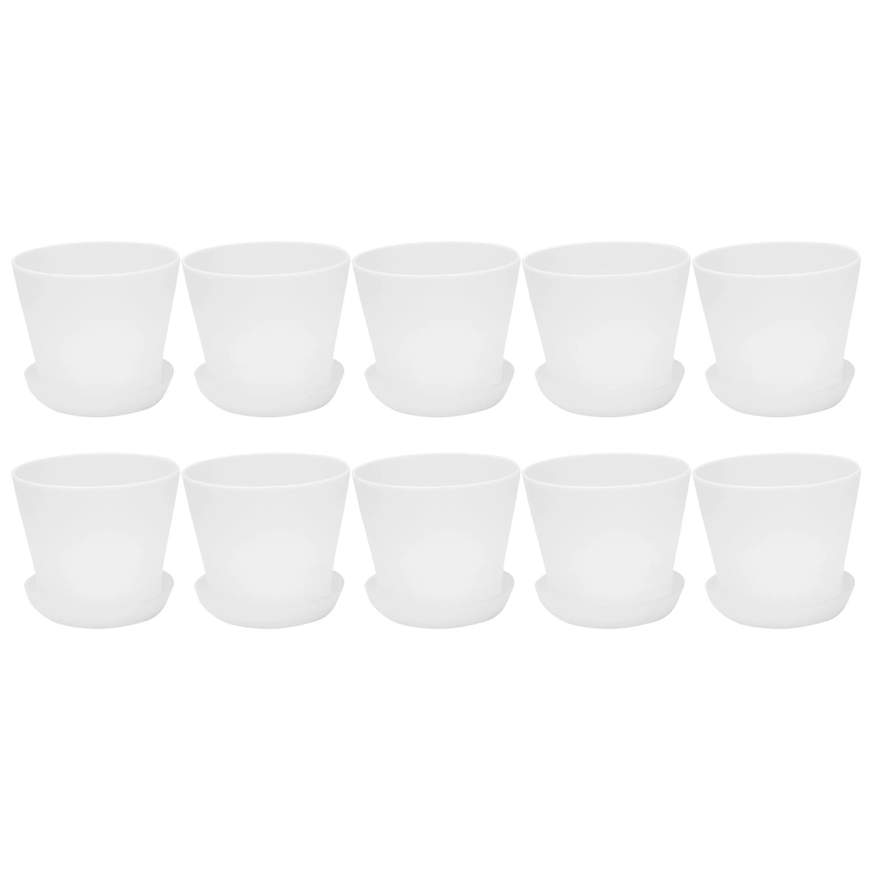ABDJ-10X Plastic Plant Flower Pot Planter With Saucer Tray Round Gloss Home Garden Decor, White Upper Caliber -, 10Cm
