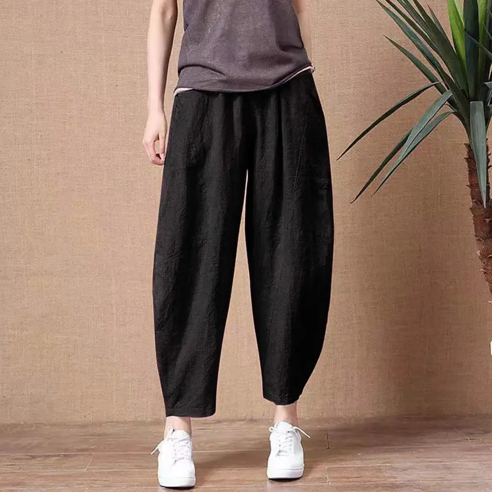 

Women Wide-leg Pants Stylish Women's High-waisted Wide-leg Pants with Elastic Waist Pockets for Casual or Formal Wear Fall