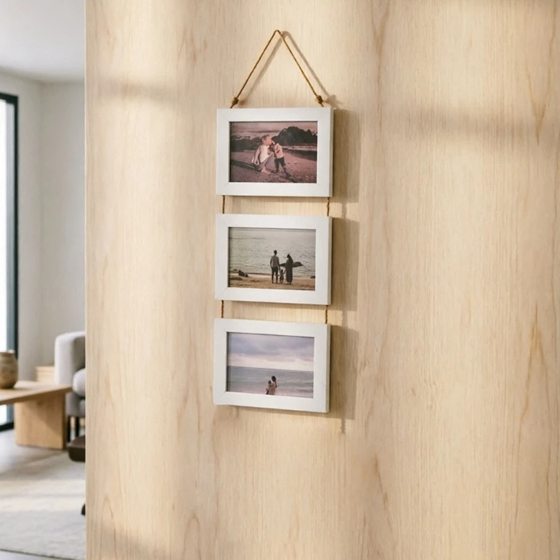 Wall Hanging Picture Frames Collage with 3 Opening Casual Styles Engineered Frames 5X7Inch Photo Wall Mount Only