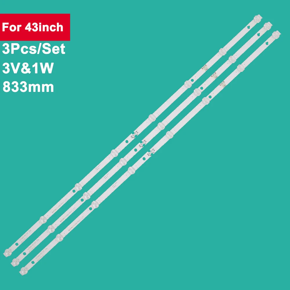 3pcs/set 833mm 100% new Led Backlight Strip for 43inch TV repair DLED43KJAH 3X8 0006 POLAROID V43174KILED PTV4317ILED