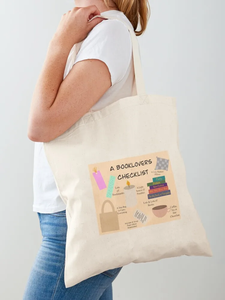 

Booklovers Checklist Tote Bag canvas tote bags tote bag university large size bags Handbags
