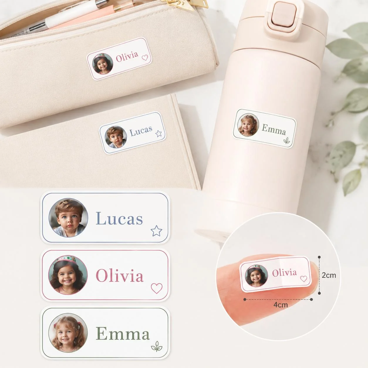 Custom Profile Photo & Name Stickers Personalized Bottle Stationery Labels Unique Custom Image Birthday Gift Tags