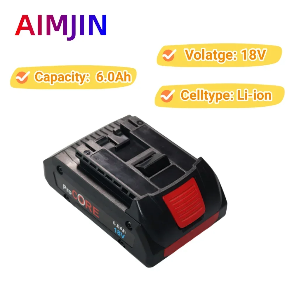 18V 6000mAh Li-ion Rechargeable Battery For Bosch BAT609 BAT618 DGSH181 cordless Power Tool Backup Battery Replacement