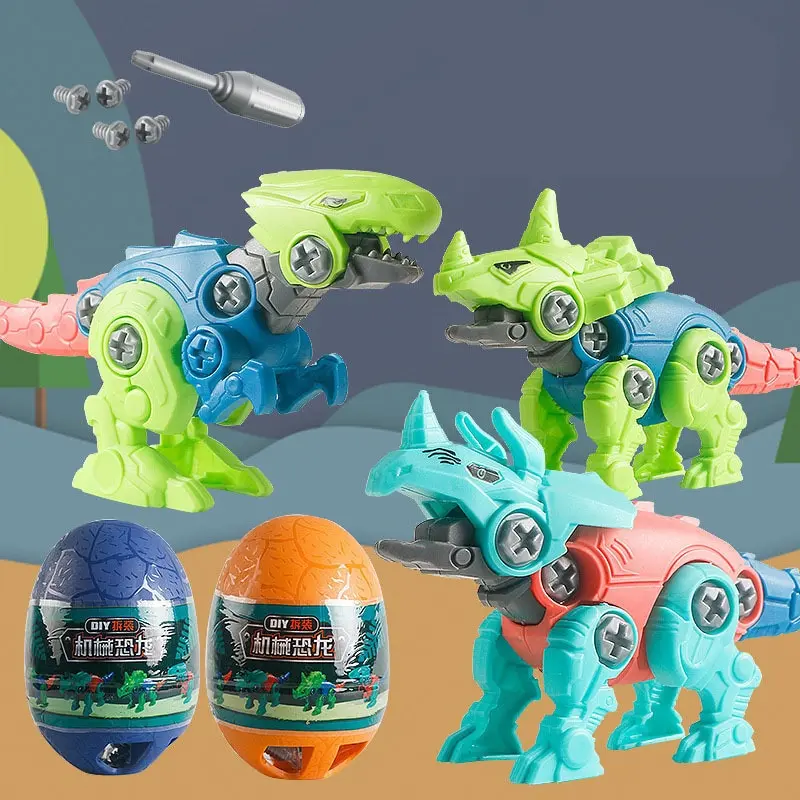 Dinosaur Egg Random Style Children Disassembly and Assembly Building Blocks DIY Assembly Screw Twisted Egg Blind Box