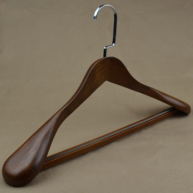 Wide Shoulder Solid Wood Hanger Retro Suit Adult Clothes Clothing Store Hotel Anti-Skid 4 Pieces