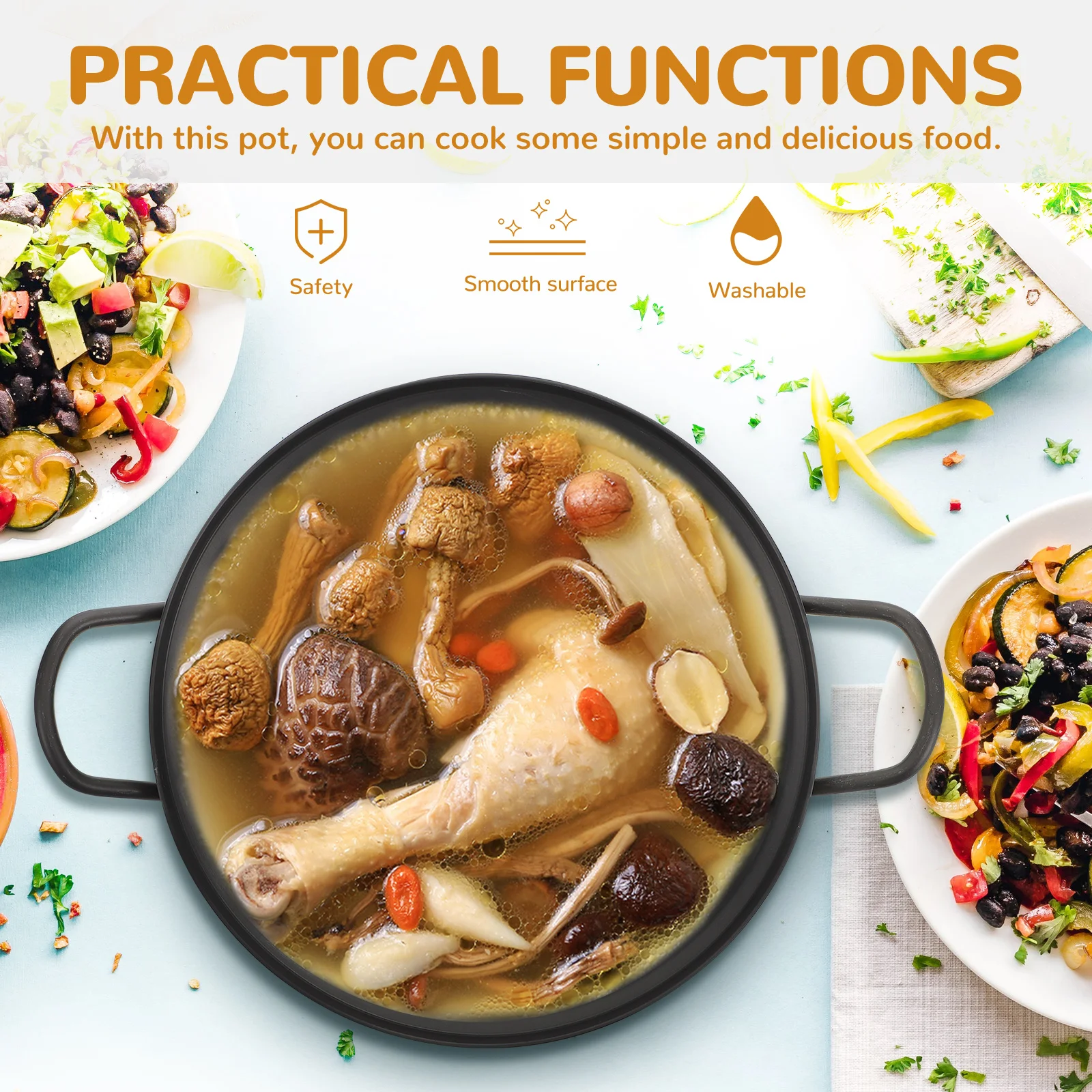 

Aluminum Alloy Seafood Pot Stainless Steel Anti Scalding Handle Suitable Breakfast Seafood Instant Noodles Rice Stewed