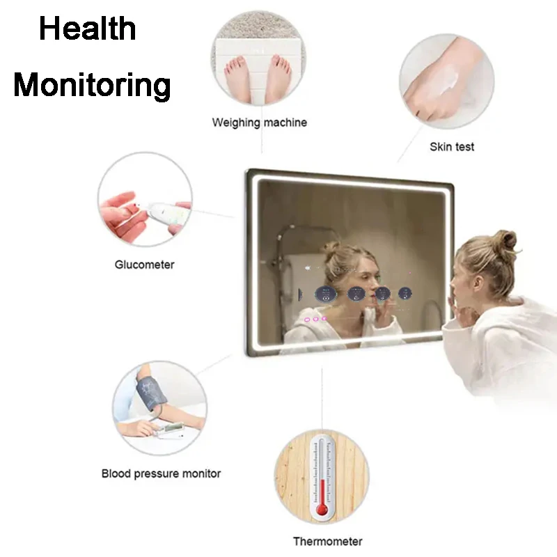 Custom Size Popular Android 15 Rectangle Bathroom Mirror LED Full Functions Magic Gym Mirror Waterproof TV WIFI Bluetooth Smart view 5