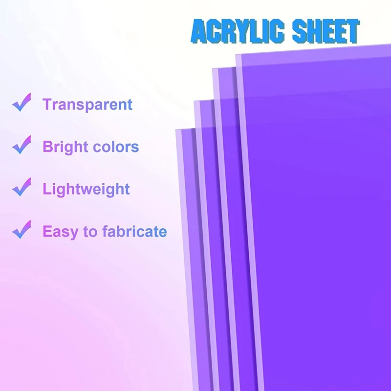 Acrylic Colored Translucent Acrylic Iridescent Radiant Sheet Laser-Cutting Acrylic Board,8 X 12 Inch(3 Pack,2.6Mm Thick)