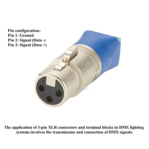 Imagen 2 del producto Adaptador de bloque de terminales DMX512 XLR hembra de 3 pines a tornillo, tablero de terminales XLR sin soldadura para controlador de iluminación, Audio de escenario, mezclador