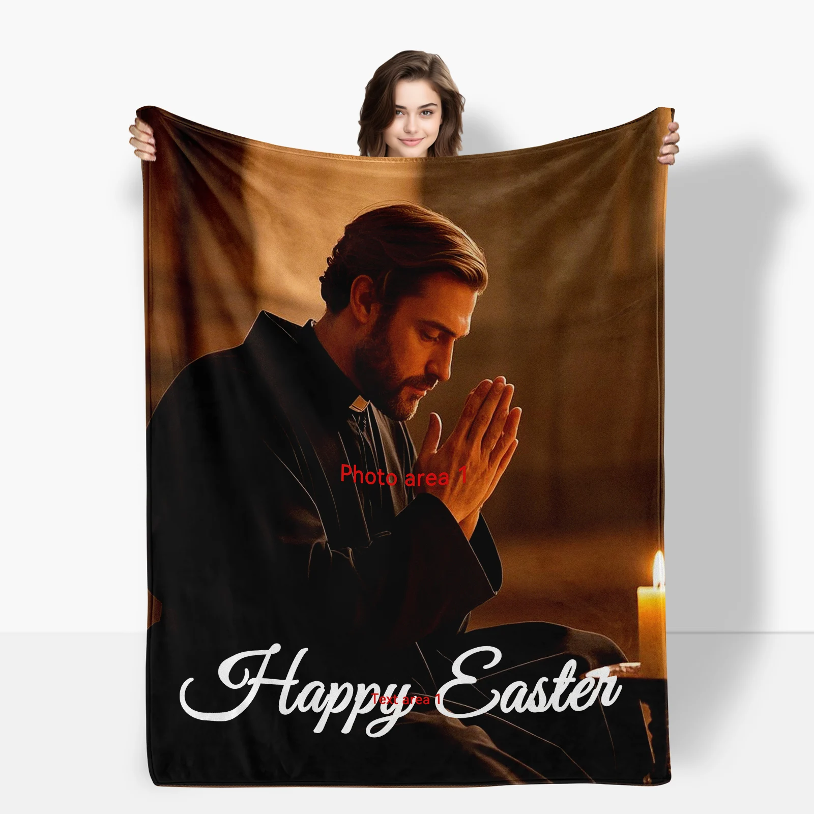 Cozy Flannel Blanket Offering Space For Your Own Picture And Special Message On Easter