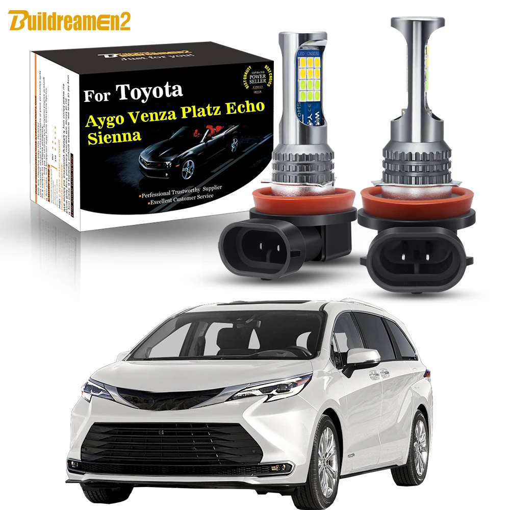 2 piezas Canbus parachoques delantero de coche luz antiniebla bombilla LED reemplazo de lámpara para Toyota Sienna Aygo Venza Platz Echo