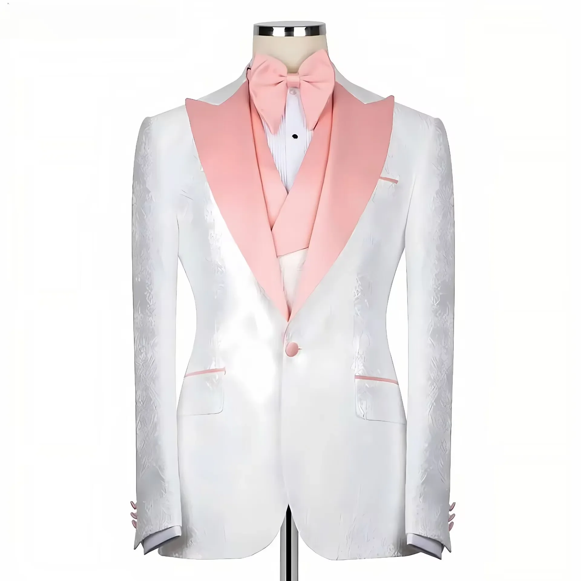

Customized Delicate Jacquard Formal Men Suits Three Pieces Temperament Evening Party Blazer Groom Wear ( Jacket+Vest+Pants )