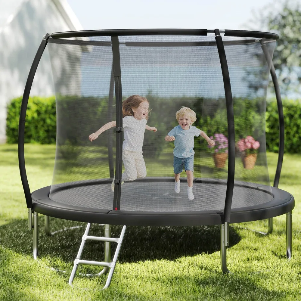 

10FT Outdoor Trampoline w/Safety Enclosure Net Anti-Rust Galvanized Steel Frame