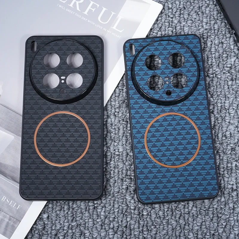 

For Vivo X200 Pro Ultra Case Magsafe Magnetic Triangular pattern Full Camera Lens Protection Leather Case Cover