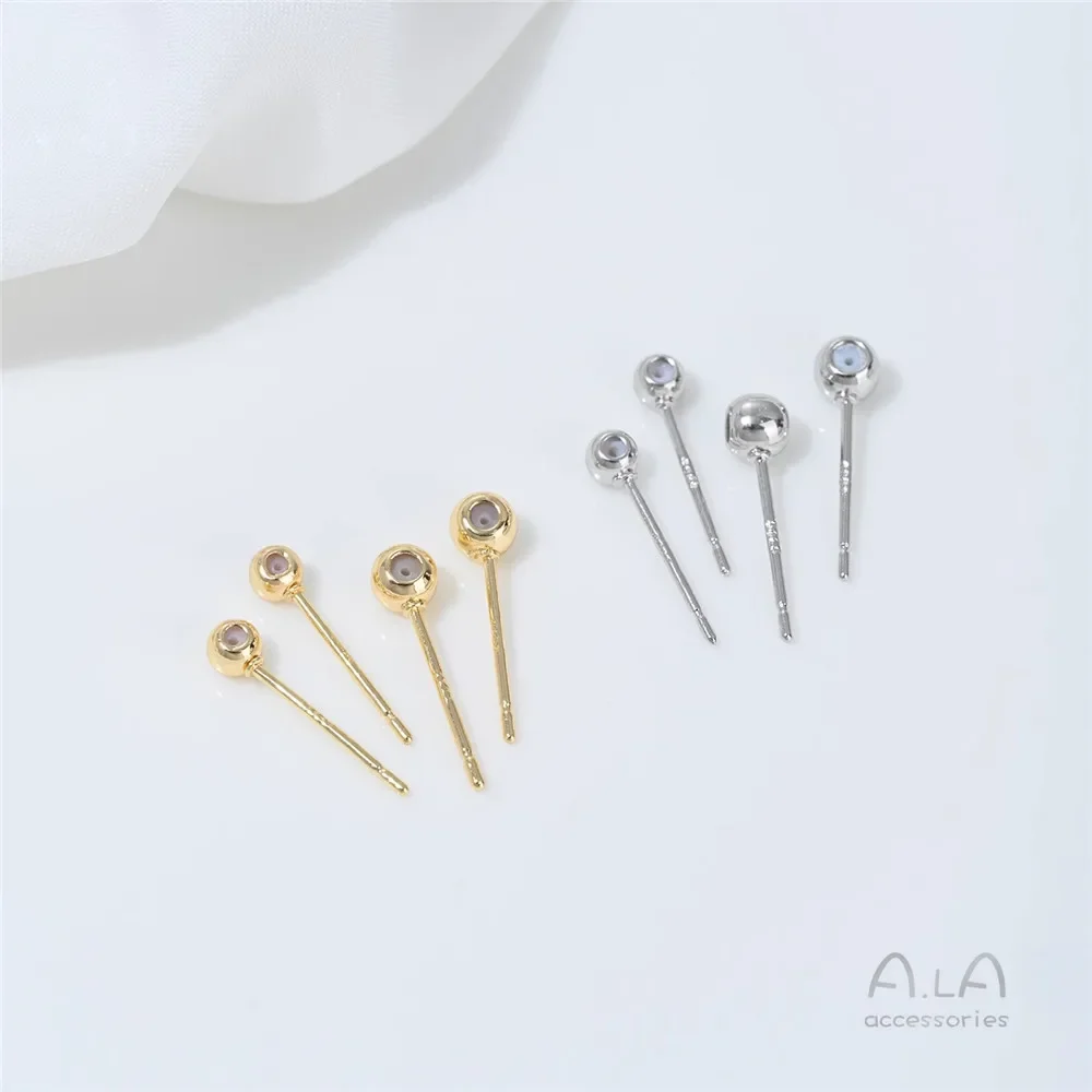 R620 14K Genuine Gold, White Gold, Silicone, Adjustable Ear Studs, Silver Needles, Diy Handmade Earrings, Accessories, Materials
