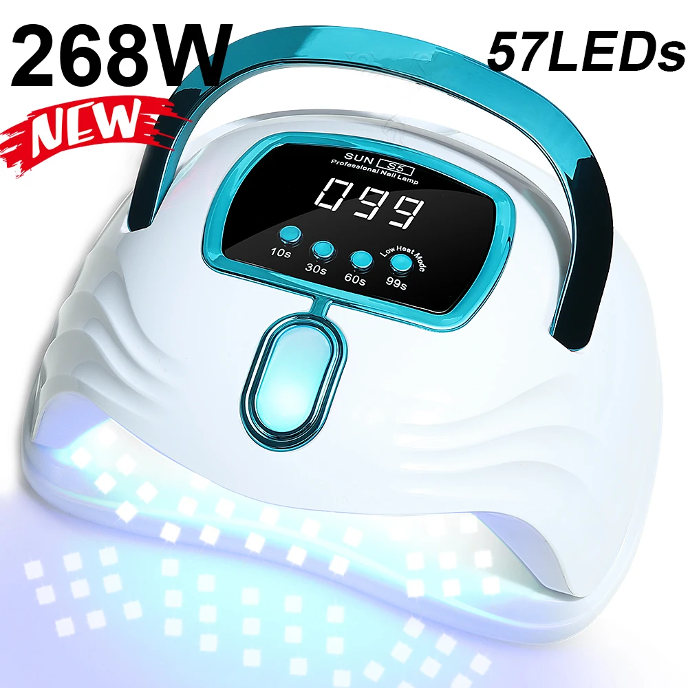 

LED Nail Lamp 268W for Gel Nails Dryer Lamp with 57pcs Lamp Beads 4 Timers Professional UV Light for Home Salon Nail Art Tools