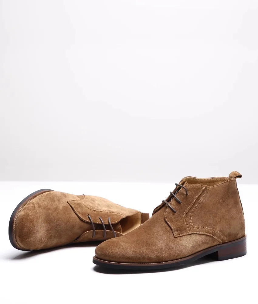 Men's Classic Genuine Suede Leather Chukka Boots Casual Dress Ankle Boots Comfortable Lace Up Desert Boots for Daily Footwear