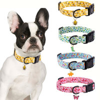 ECP009/CP607--pet dog collar,Bee and Dinosaur Printing Collar with Metal Pendant for Dogs Puppy cats