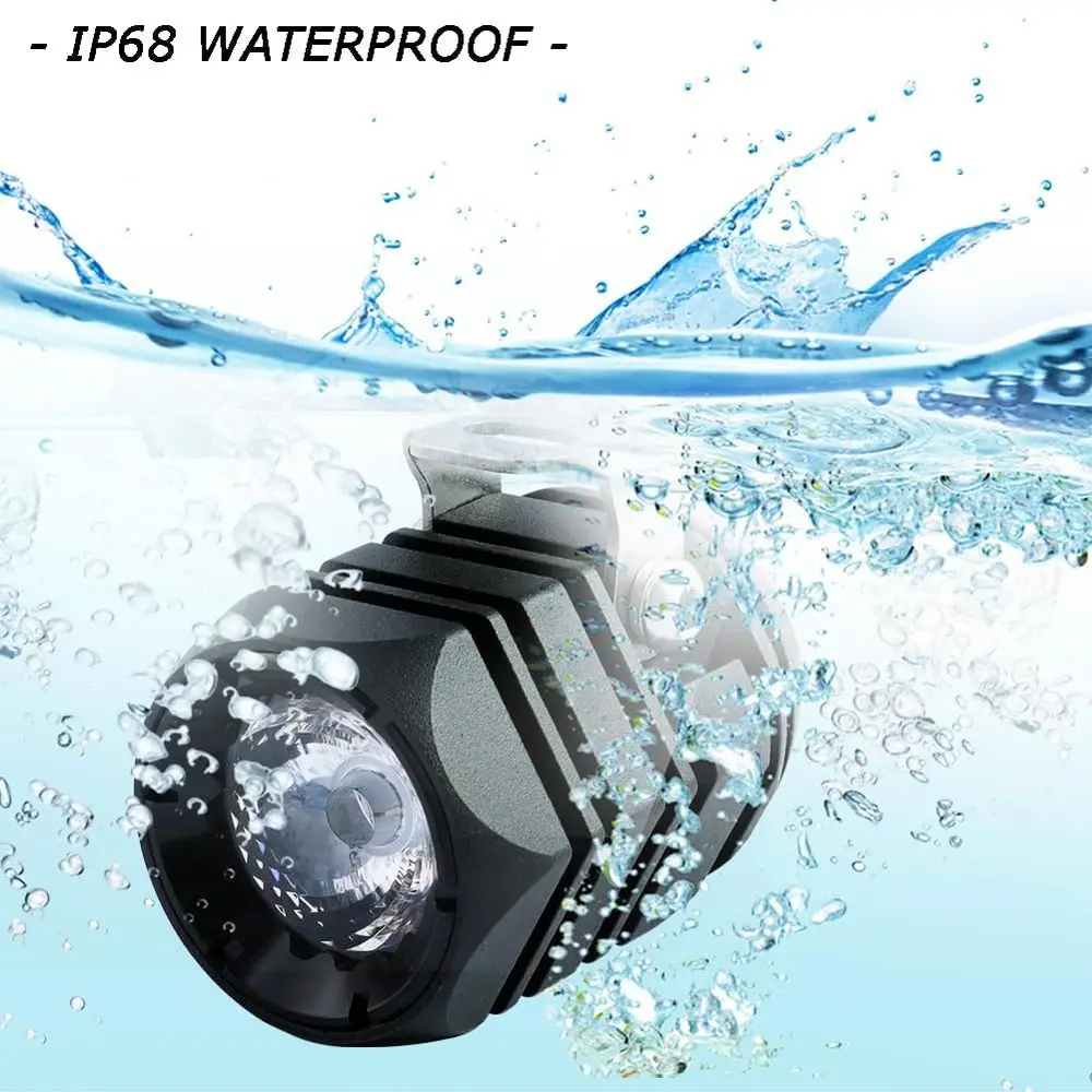 2 luzes de nevoeiro de motocicleta off-road LED branco fresco de 10 W, IP68 à prova d'água, caixa de alumínio de aviação para caminhões e máquinas