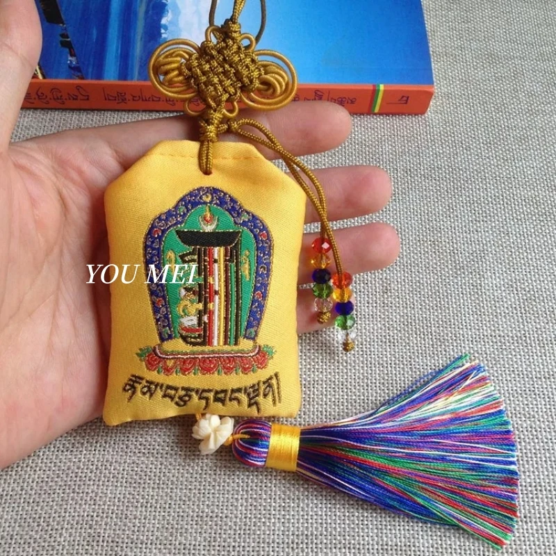 Tibetan-Style Ten Aspects of Freedom Car Pendant,Buddhist Item Car Center Console Ornament Souvenir Amulet Trinket Creative Gift