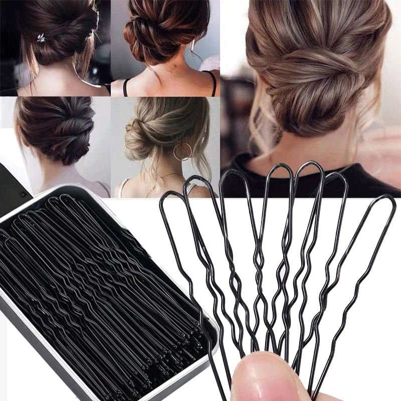 

Hair Clips Black Waved U-shaped Hair Pins Barrette Mini Size Salon Grip Clip Metal Bobby Women Styling Tools Hairpins