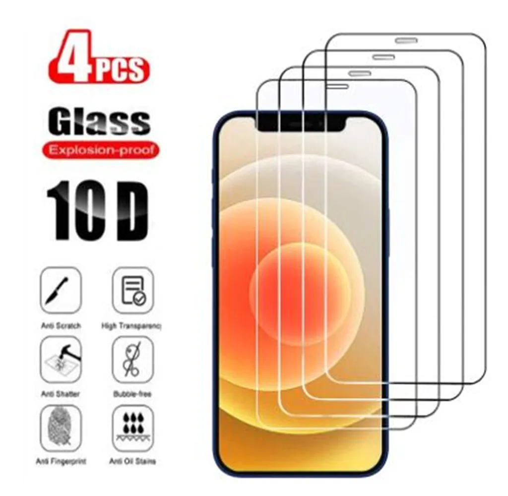 

2/4Pcs Tempered Glass For iPhone 15 14 13 12 11 Pro Max Screen Protector For iPhone 12 13 Mini 7 8 14 15 Plus X XS XR Glass Film