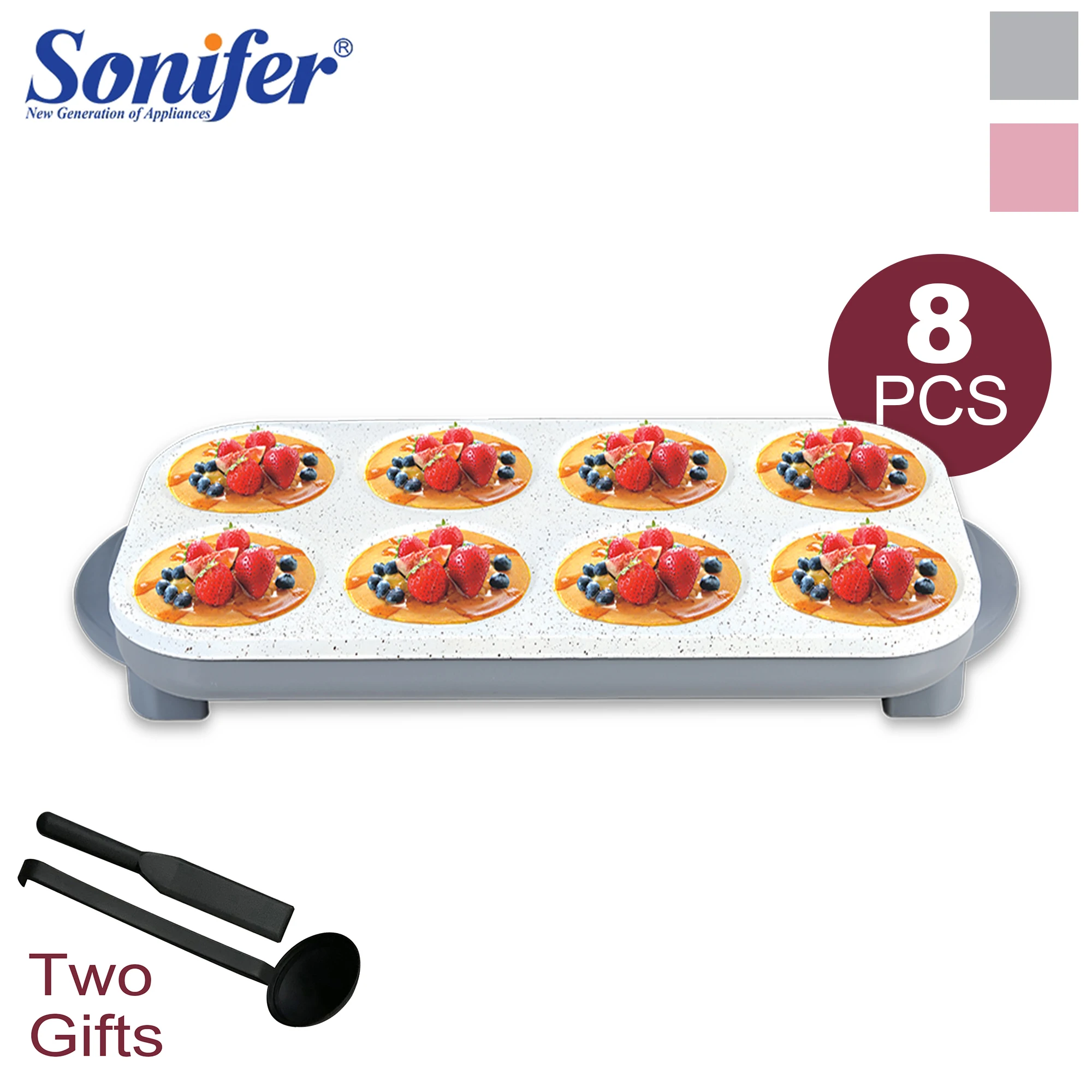 Multi Functtional Pancake Maker 8 Holes Nuts Cake Donut Machine Kitchen Breakfast Non-stick Cook Plates BBQ 800W Sonifer