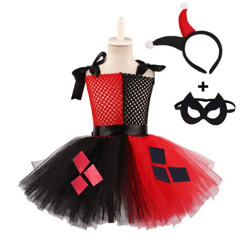 2022 الرعب الساحرة مرحلة أداء الملابس هالوين توتو تنورة فستان شبكي الفتيات تأثيري حلي كرنفال حفلة سحر فتاة فساتين
