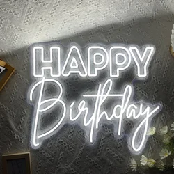 Enseigne au néon personnalisée Happy Birthday, lumière LED flexible en acrylique, décoration de cour, cadeau personnalisé pour elle