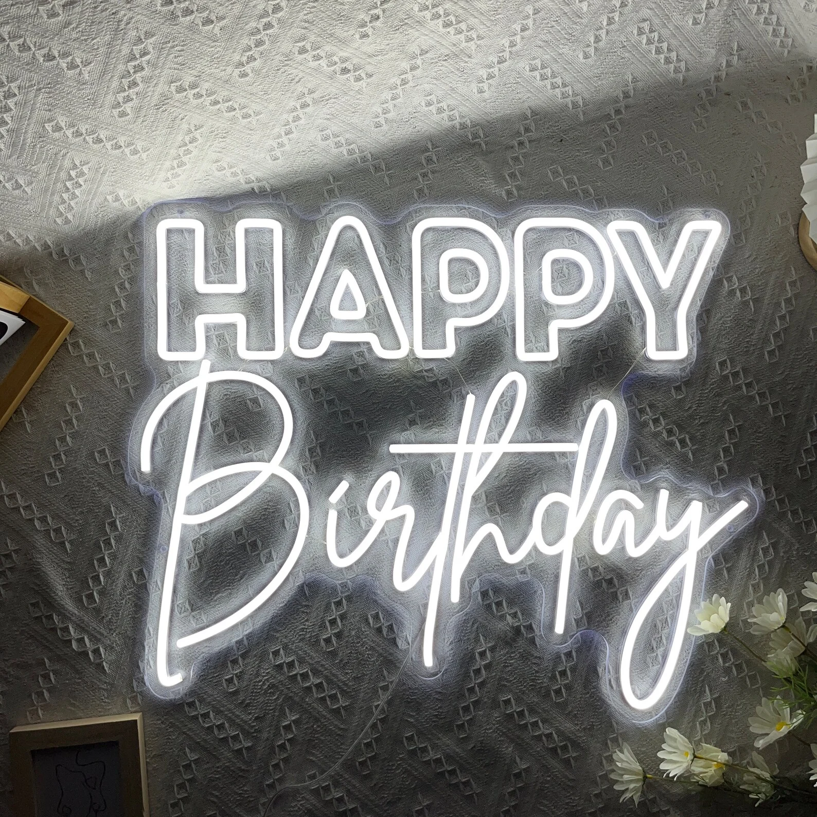 Happy Birthday Neon Sign Custom Party Neon Sign Acrylic Flex Led Custom LED light Yard Decor Sign Personalized Gift For Her