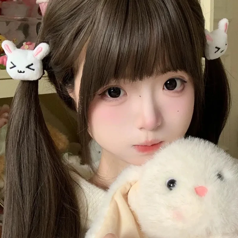 10/1PCS  Cute Plush Bunny Rabbit Hair Tie Hairband for Lolita Girls Students Ponytail Hair Rope Japanese Cute Hair Accessories
