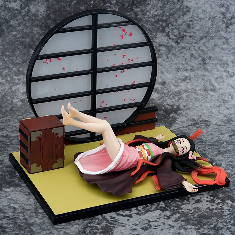 

Wholesale of anime figurines and ornaments, Ghost Slaying Blade, sleeping posture, cherry blossom screen, stove door, Ni Douzi