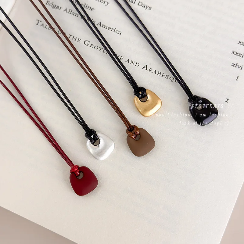 Black Cord Long Necklace Brushed Small Bag Pendant Unique Designer Sweater Chain Versatile Daily Wear Jewelry for Women Girls