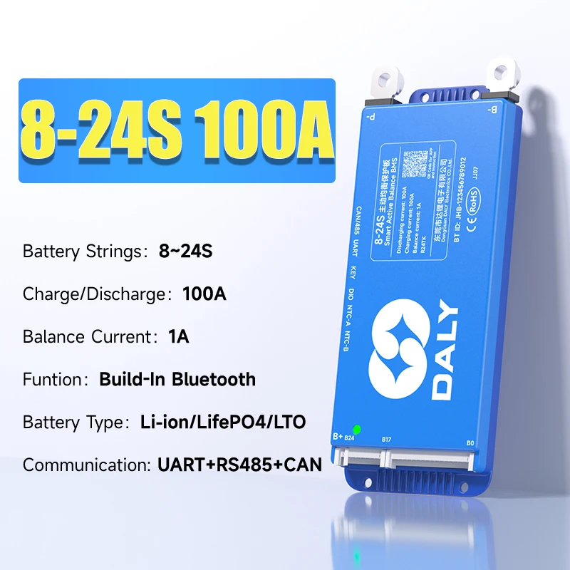 DalyBMS LiFePo4 4S 12V 8S 24S 16S 48V 60A 100A 150A 200A 250A 3.2V BMS BT CAN für Heimenergiespeicher Golfwagen Wohnmobile Schiffe