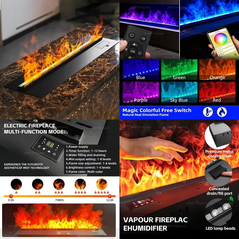3D Atomized Electric Fireplace Colorful Steam Flame Mist Water Indoor Decorative Customized Eco Friendly Home Heating