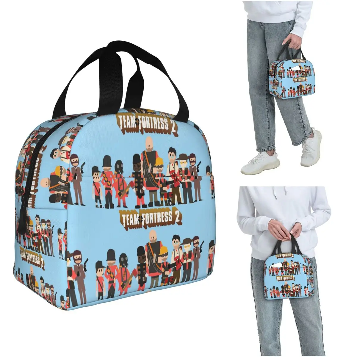 Team Fortress 2 Insulated Lunch Bag for Women Children Portable Food Boxes Thermal Lunch Box Tote