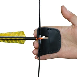 Black Professional Archery Finger Protector Glove Leather Finger Guard for Right Hand Bow Arrow Shooting