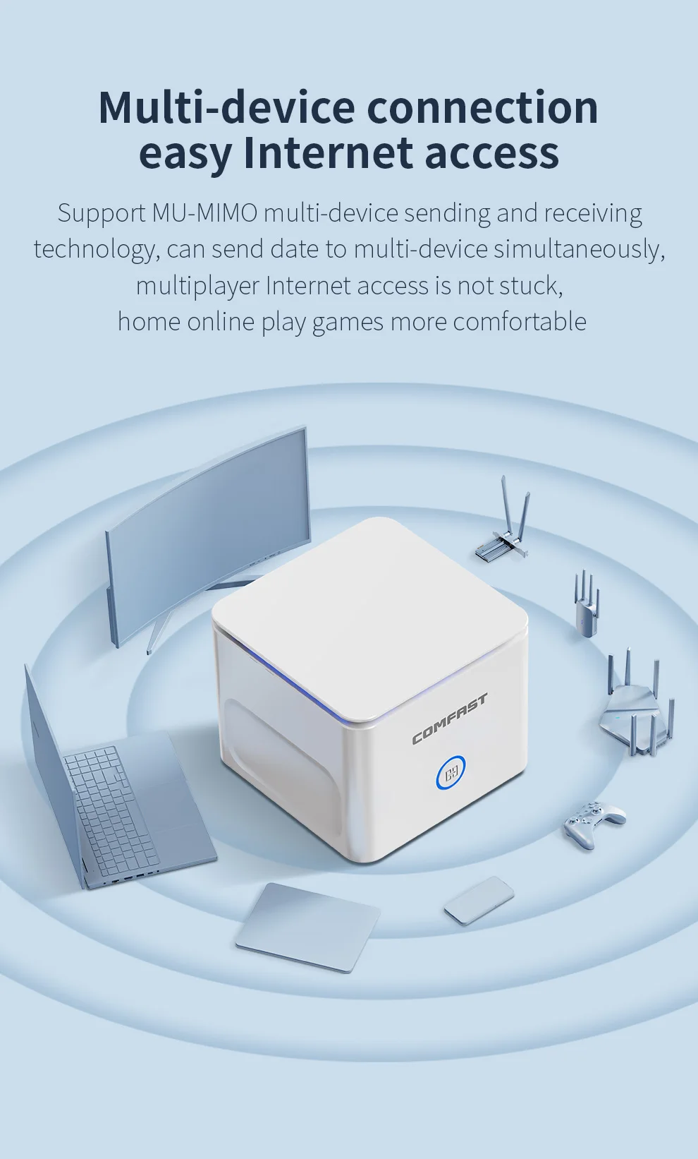 COMFAST WiFi6 Wireless MESH Router AC1200 2.4G 5G WiFi 6 Single Extender 1200Mbps Home WiFi Router Repeater Gigabit WAN LAN Port