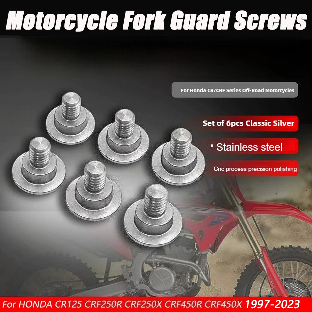 Motorcycle Screws Fork Guard Bolt M6 Stainless Steel Front Shield Bolt Screw Nut Cover For HONDA CRF250R CRF250X CRF450R CRF450X