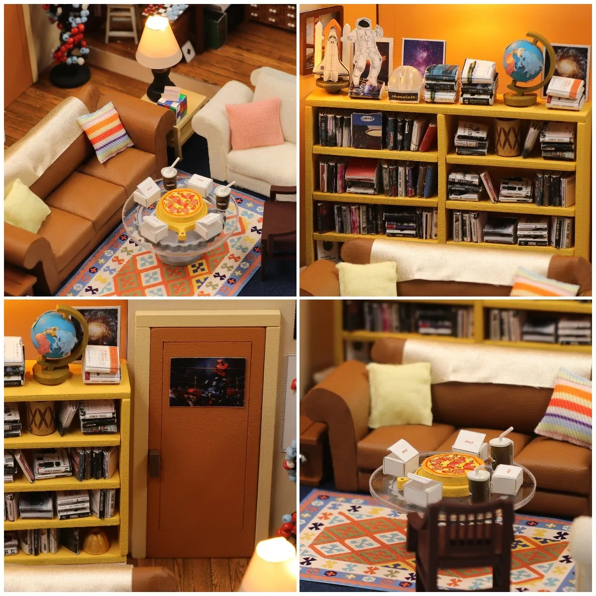 Bricolage amis en bois Sheldon's appartement chalet maisons de poupée Kits de modèles miniatures maison de poupée avec meubles pour filles cadeau d'anniversaire