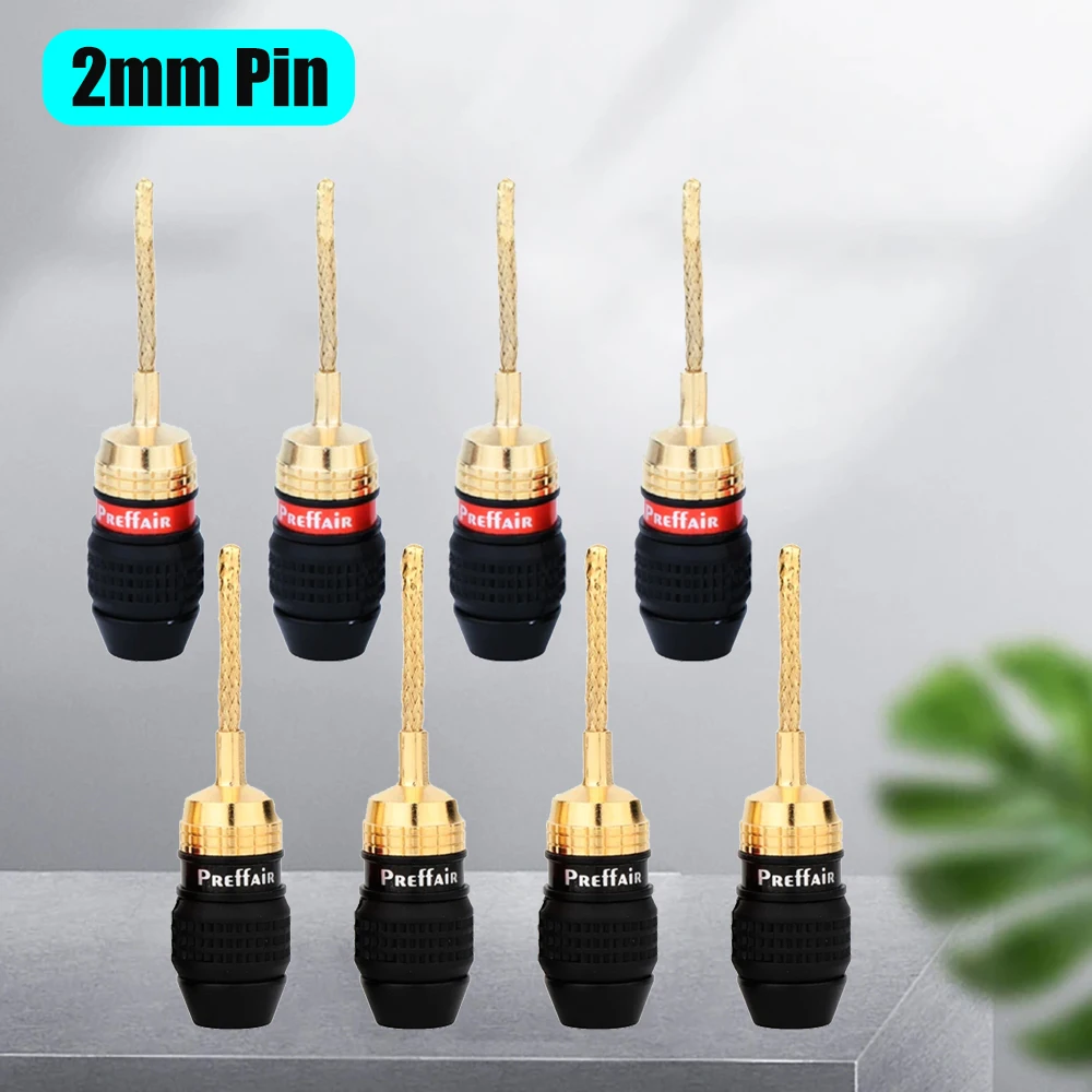 

8Pcs Speaker 2MM pin to Banana Female Screw-Type Connector Adapter Plug Braided Wire Plug HIFI Speaker Cable Terminals